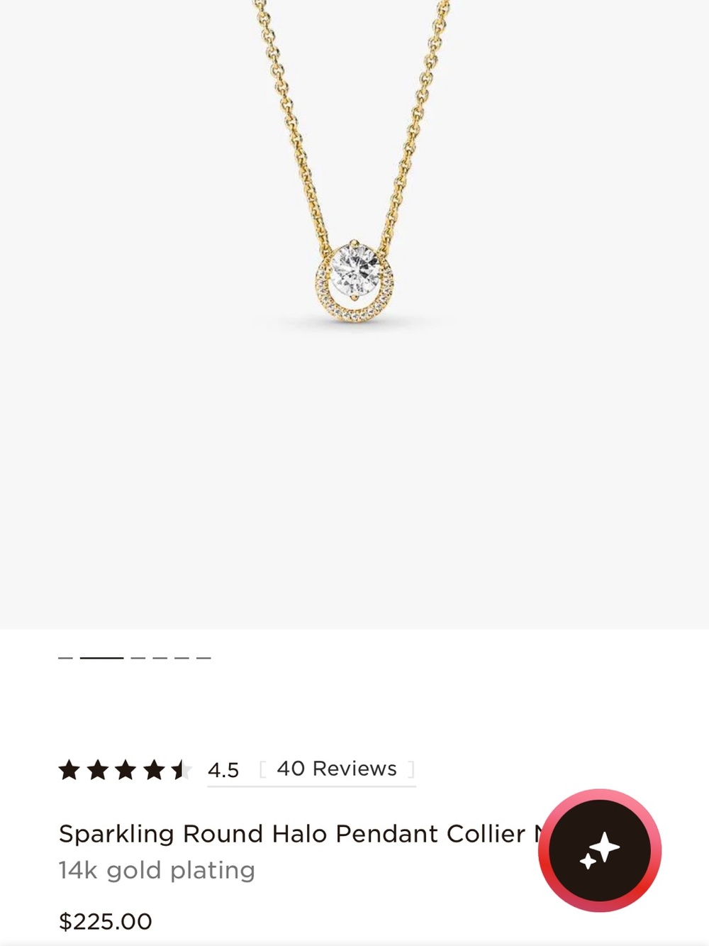 Pandora Gold Plated Pendant Necklace